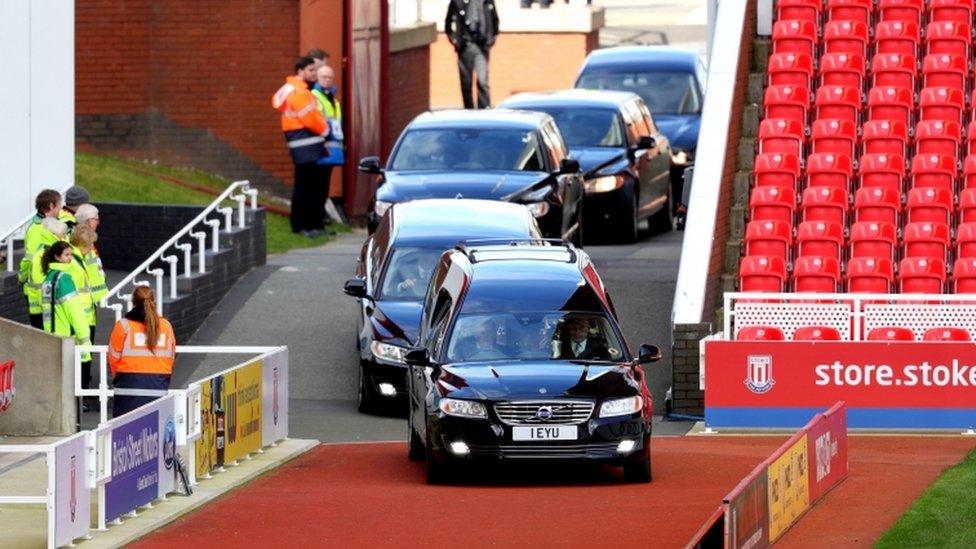 Funeral cars at Bet365 stadium