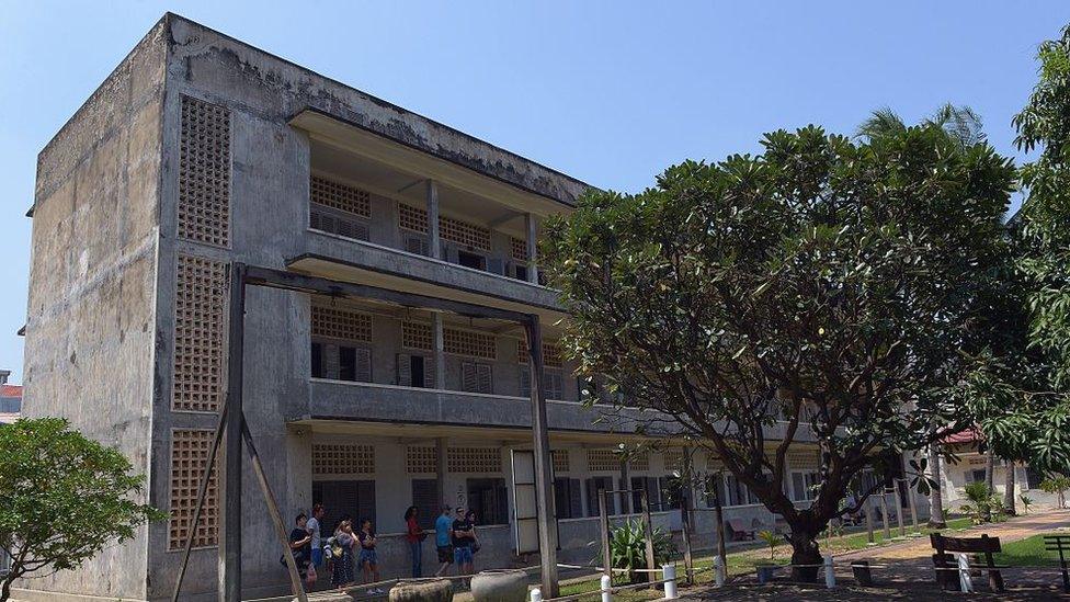 A general view of a building of Tuol Sleng genocide museum in Phnom Penh on October 15, 2014