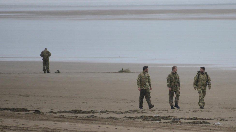 Soldiers on beach