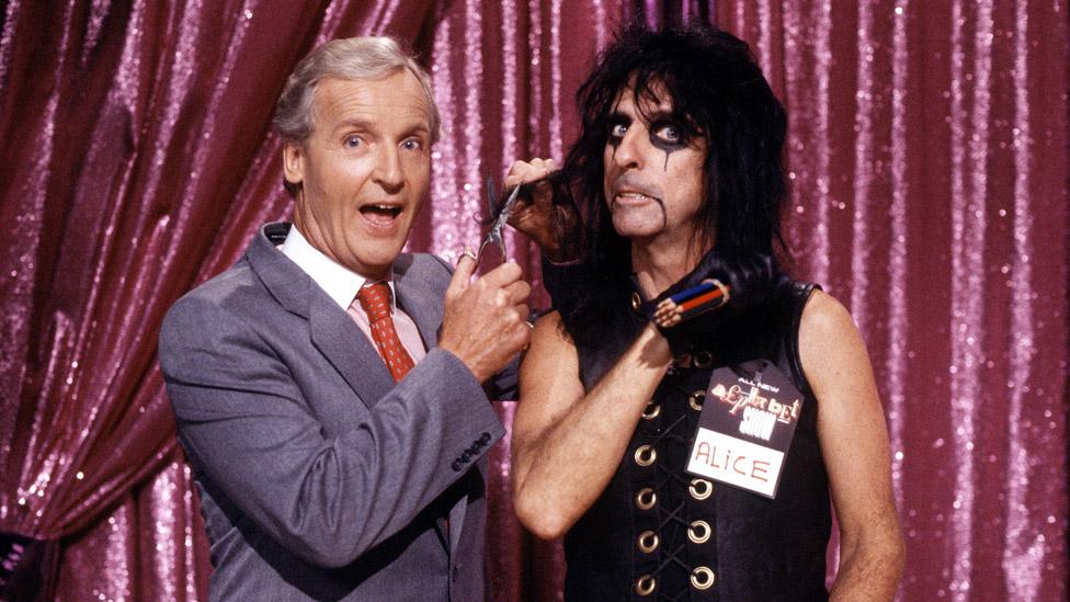 Nicholas Parsons and Alice Cooper on ITV's Night Network in 1987