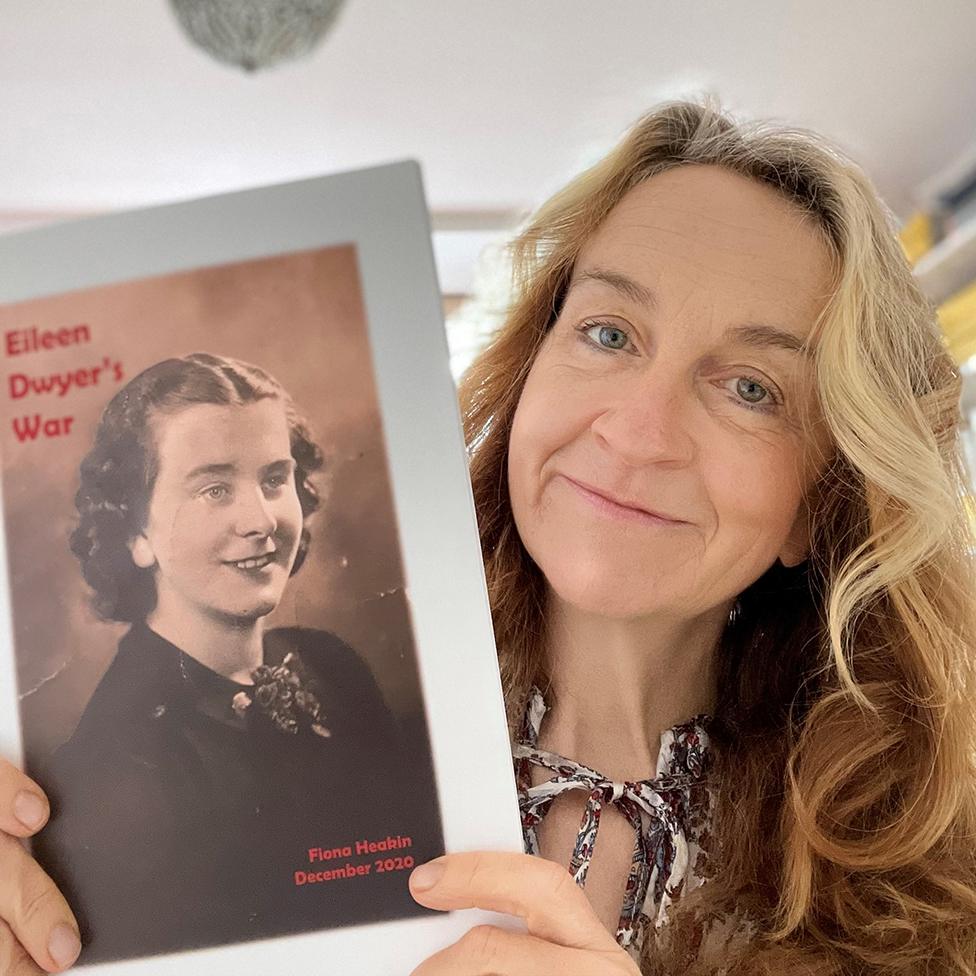 Fiona Heakin with the book she made from her mum's war diaries