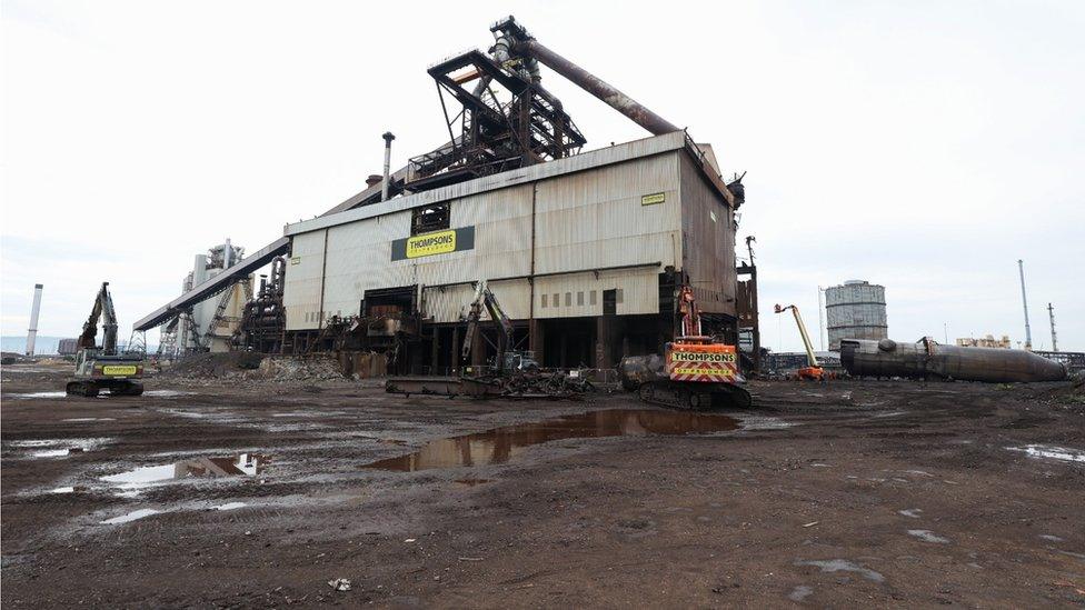 Demolition work is continuing to clear the site of the former steelworks buildings