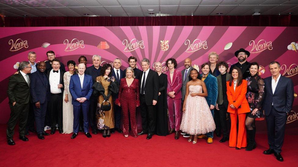 Cast members arrive for the world premiere of Wonka at the Royal Festival Hall in London