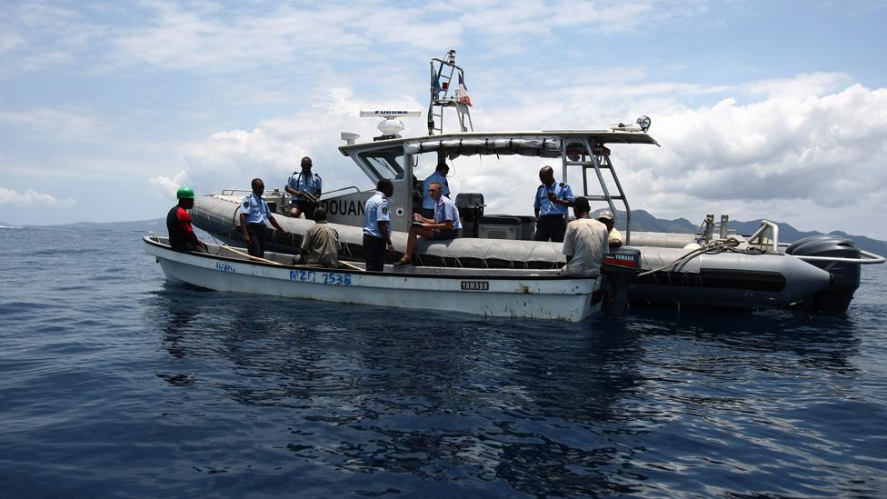 French coastguards off the coast of Petite Terre, Mayotte