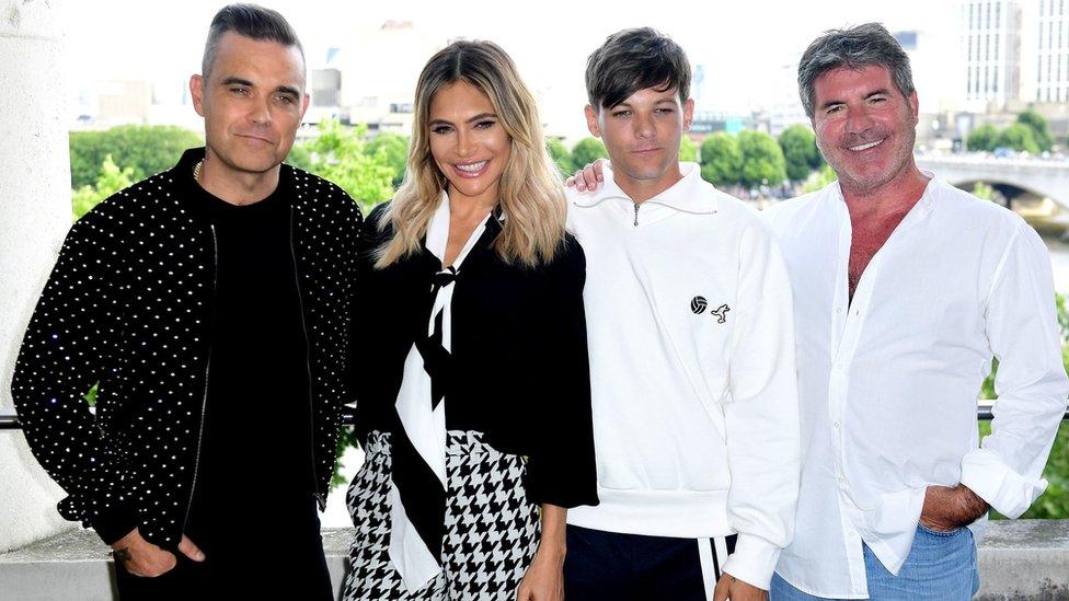 Robbie Williams, Ayda Field, Louis Tomlinson and Simon Cowell