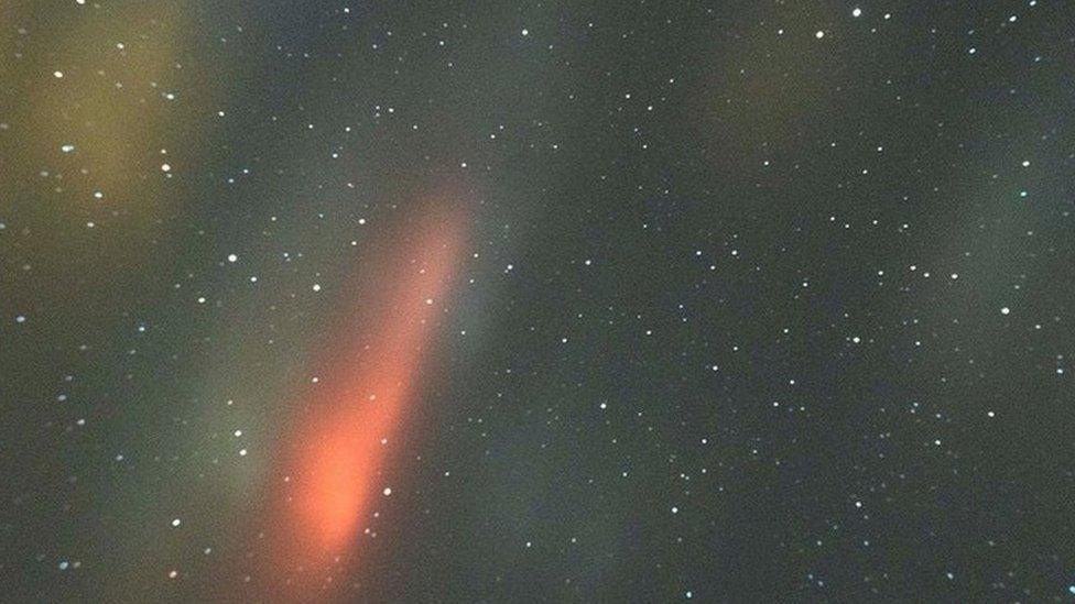 Light pillars above Rhigos mountain