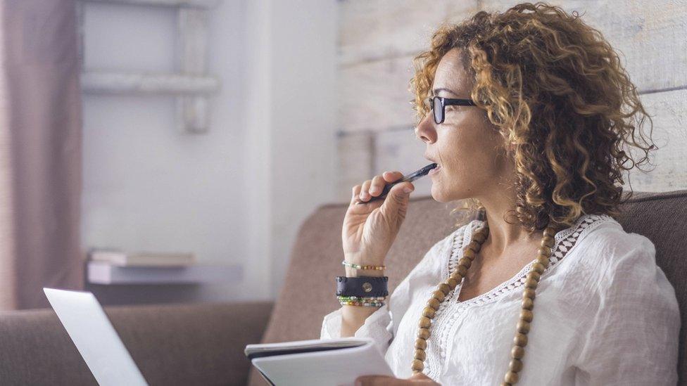 A woman writing