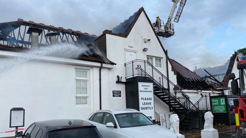 Fire crews fighting blaze at restaurant