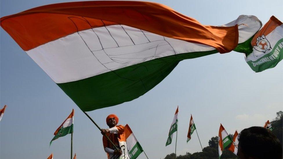 Indian Congress supporters attend a public political rally in Guwahati, Assam, India, 26 February 2019