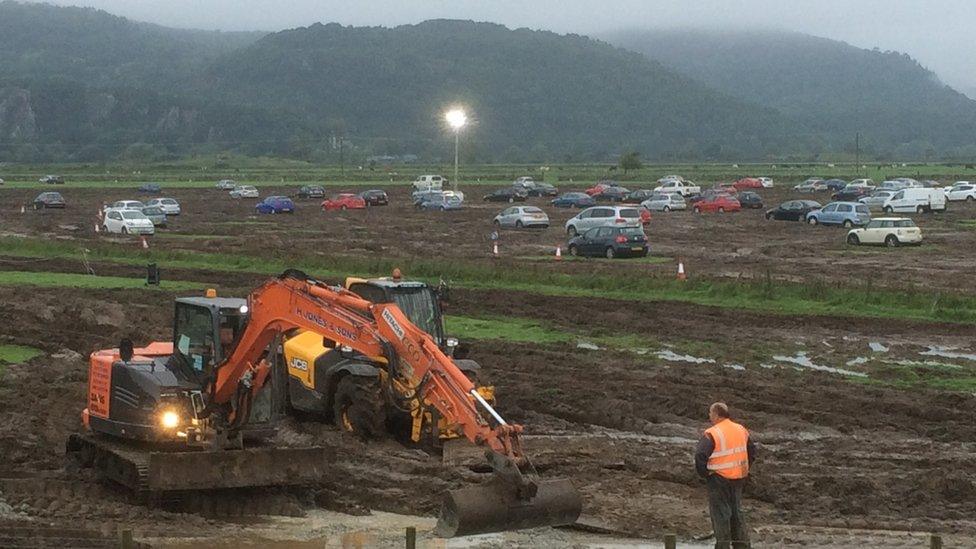 Digger at site on Tuesday morning