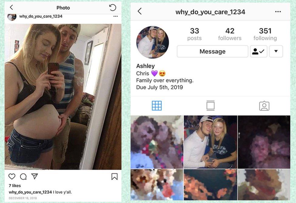 Images of Ashley posted to an Instagram account