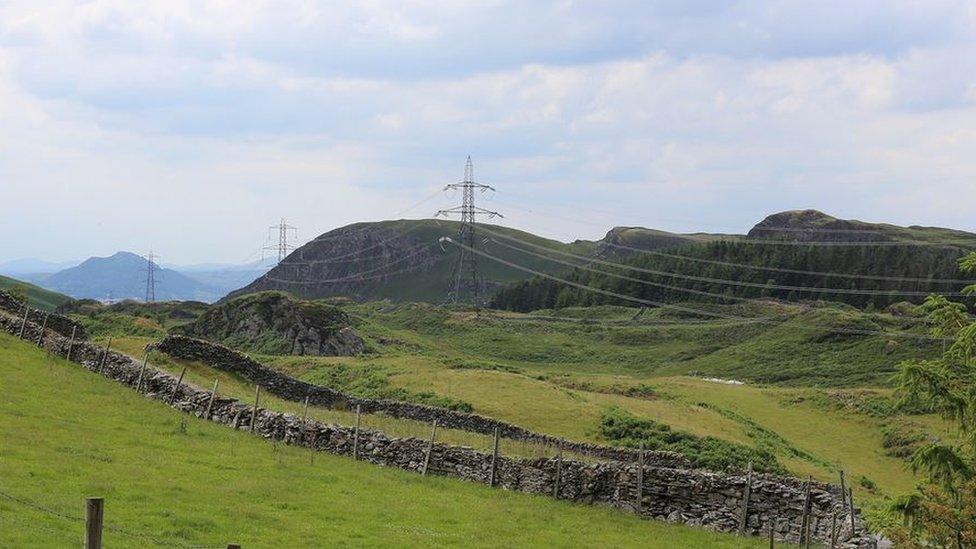 Power lines going through Snowdonia National Park