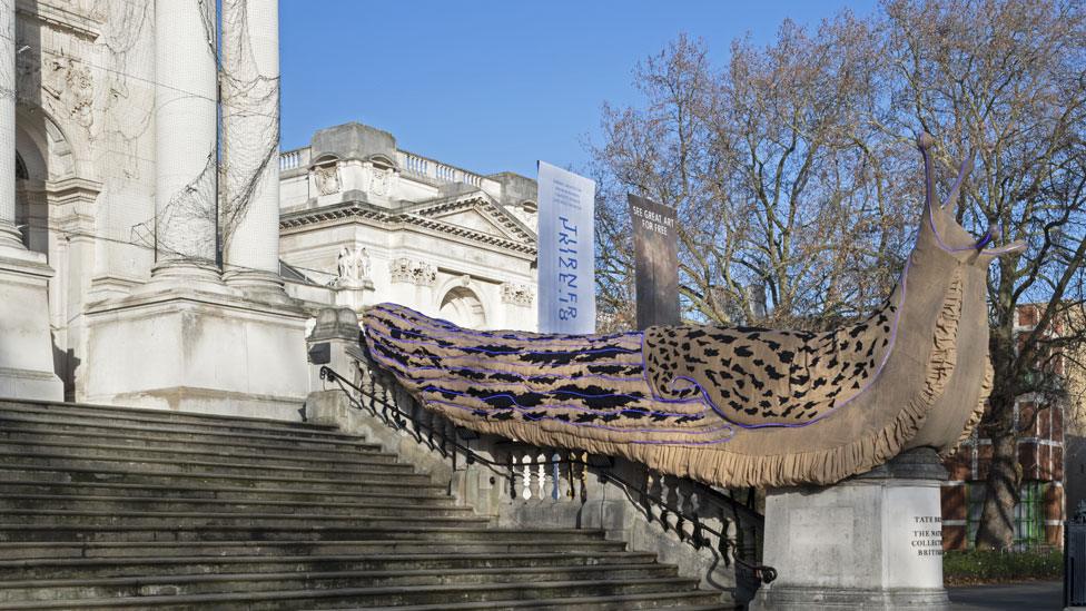 Slug artwork outside Tate Modern