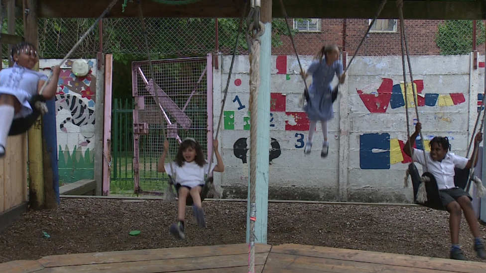 Children on swings