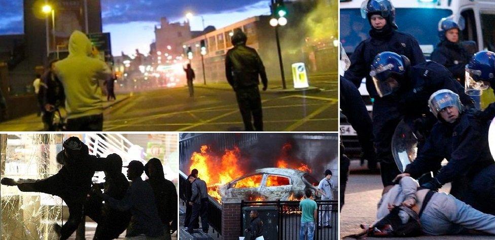 Riot scenes in Birmingham in 2011