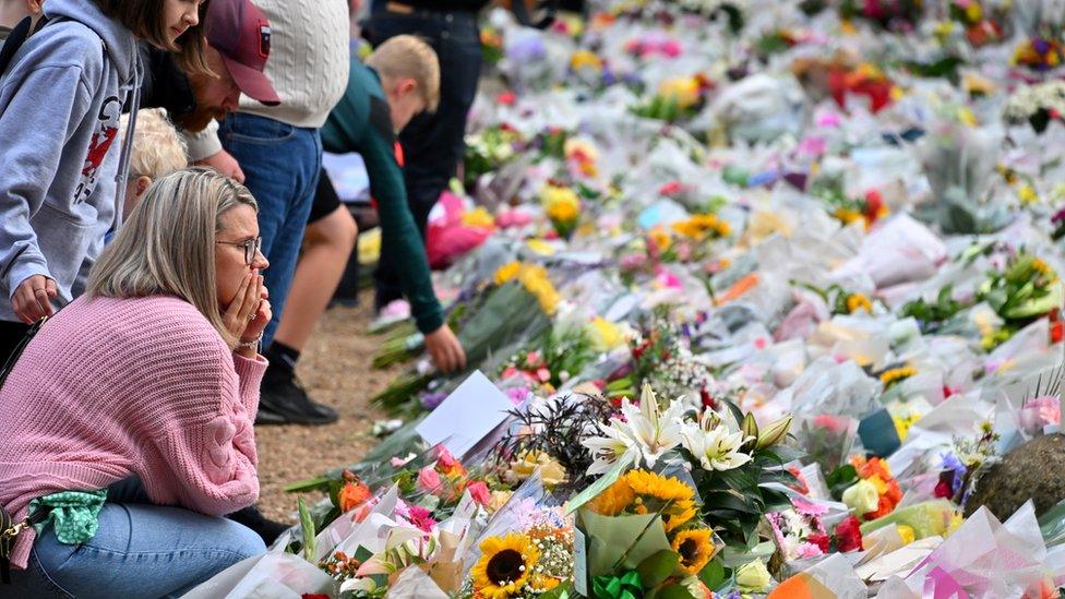 Floral tributes left at Sandringham