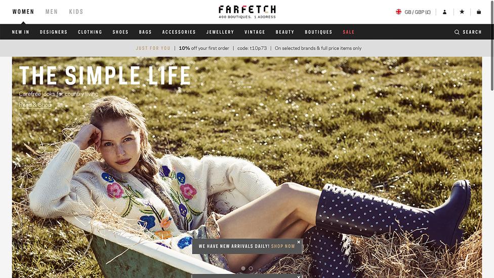 Farfetch's home page