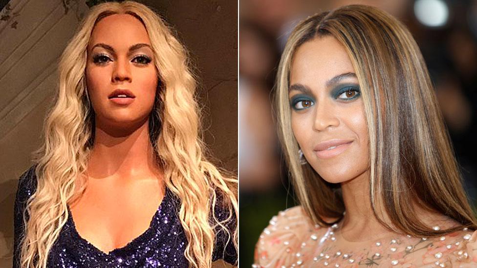 Beyonce and (left) waxwork