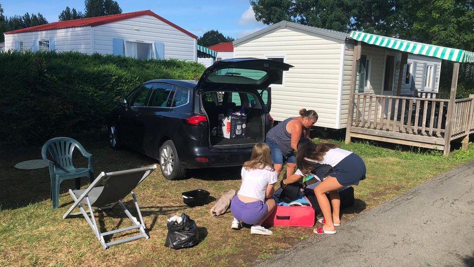 The Cuthbert family pack up quickly this morning