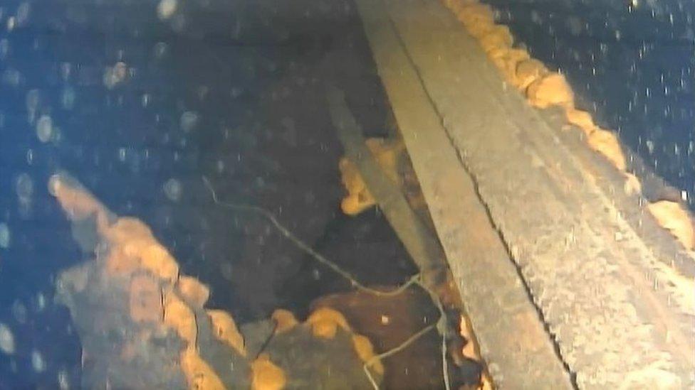 Part of the pedestal wall inside reactor No. 3 at Fukushima Dai-ichi nuclear power plant in Okuma taken on 21 July