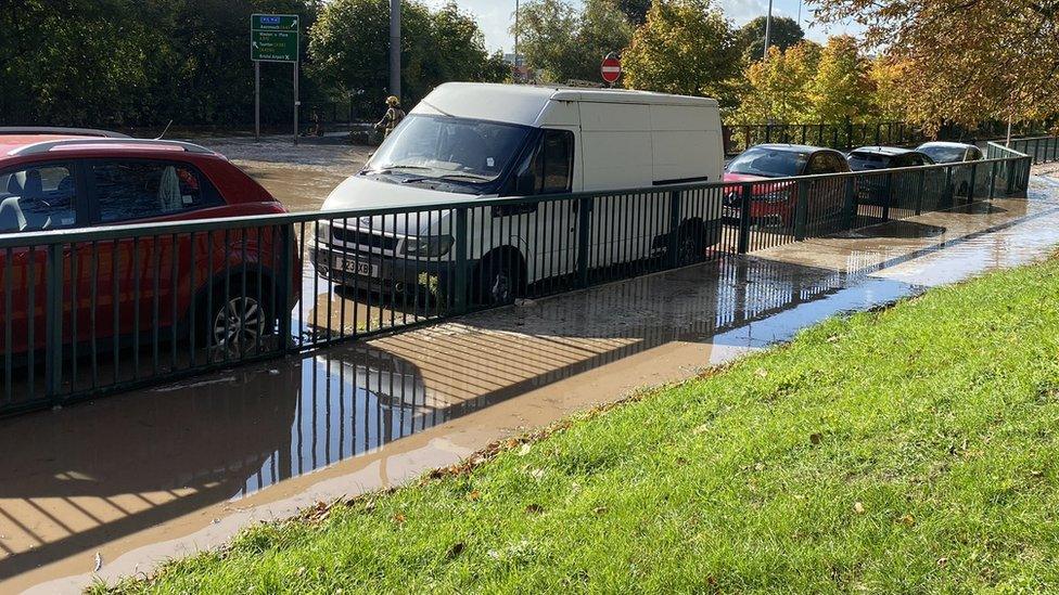 Flooded Cumberland Basin in Bristol