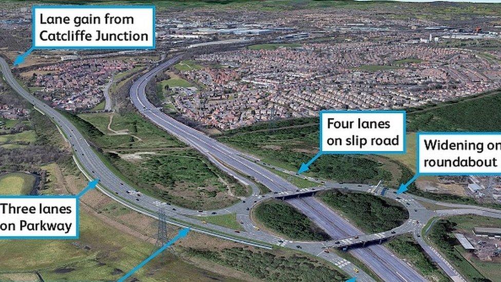 Map showing details of £46m road widening plans