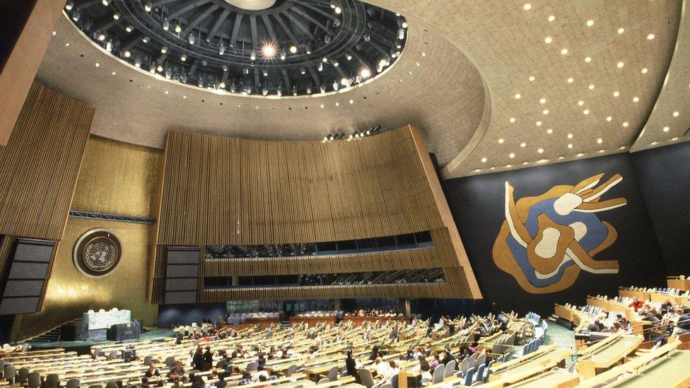 The UN Security Council chamber in New York City