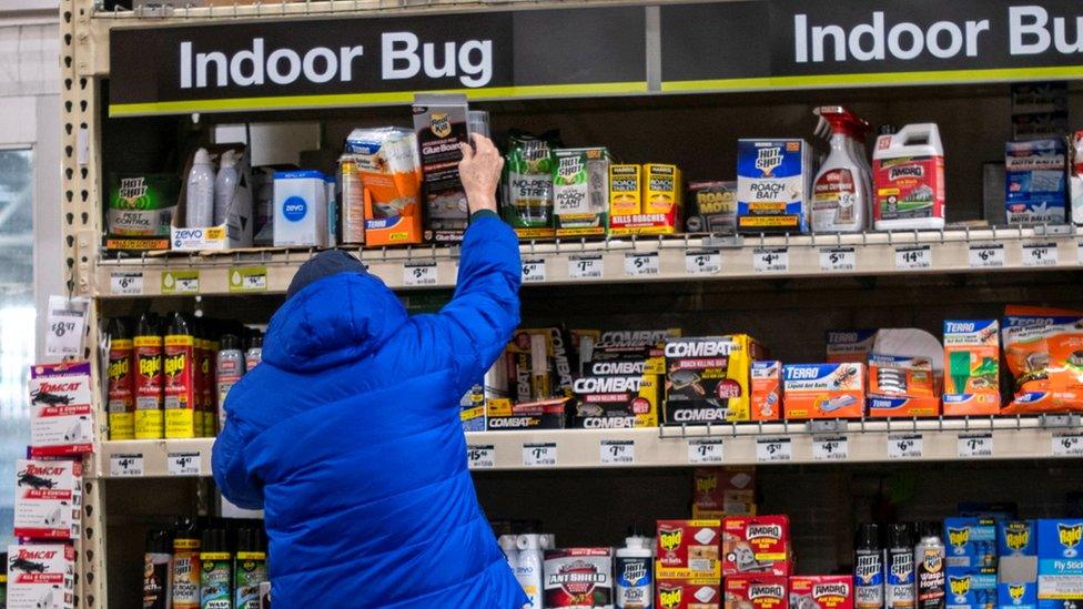 Pesticides on shop shelf