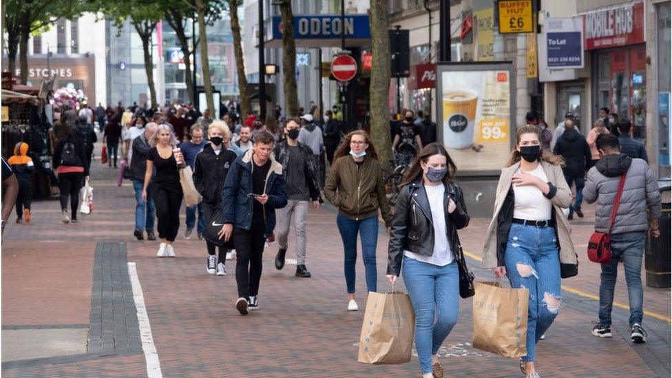 Shoppers in Birmingham