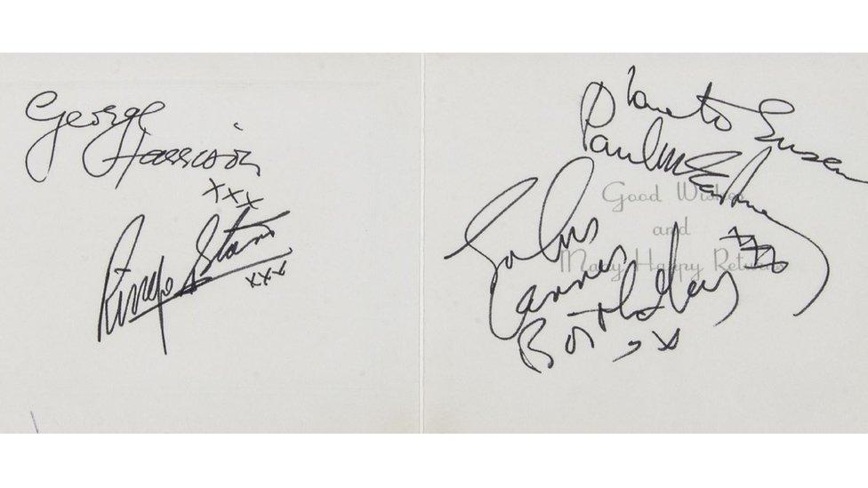 Beatles signed birthday card