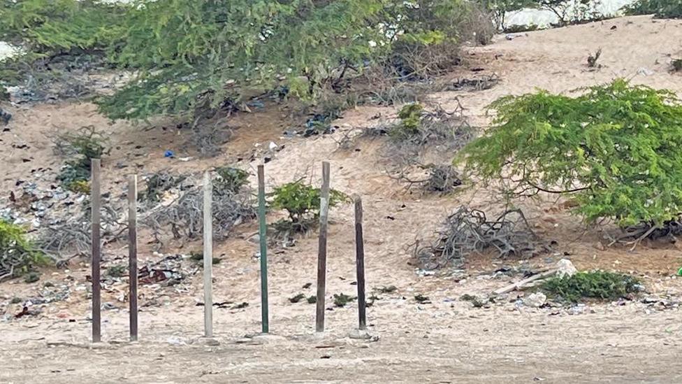 The execution posts on a beach near Hamar Jajab in Mogadishu, Somalia