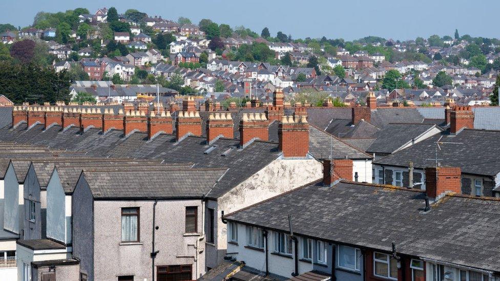 A view of rooftops across Newport