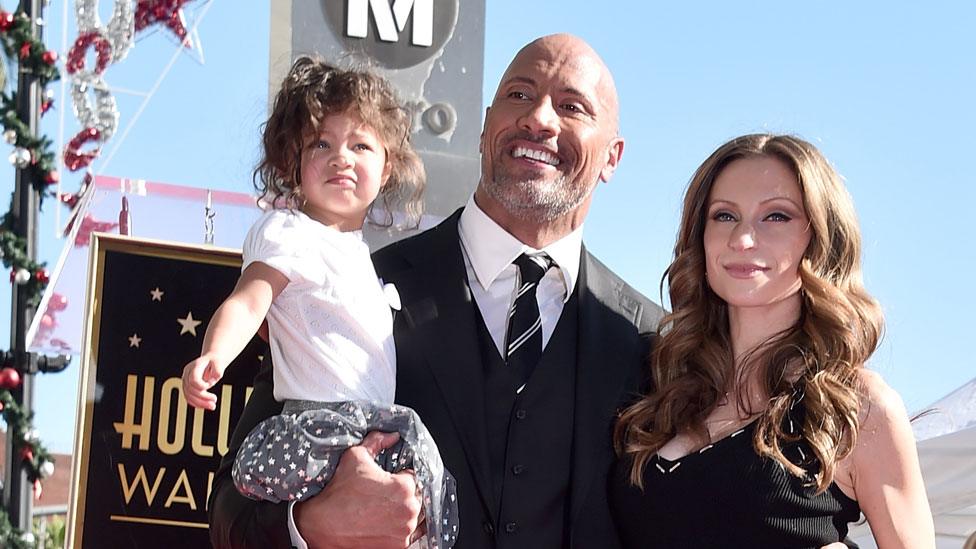 Dwayne Johnson with partner Lauren Hashian and daughter Jasmine