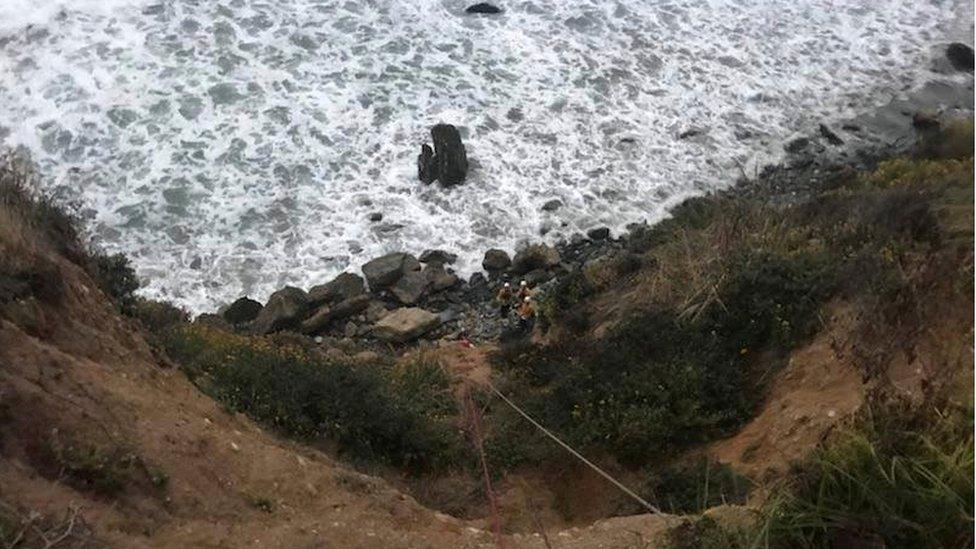 The cliff down which Ms Hernandez's car plunged