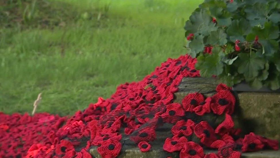 Knitted poppies