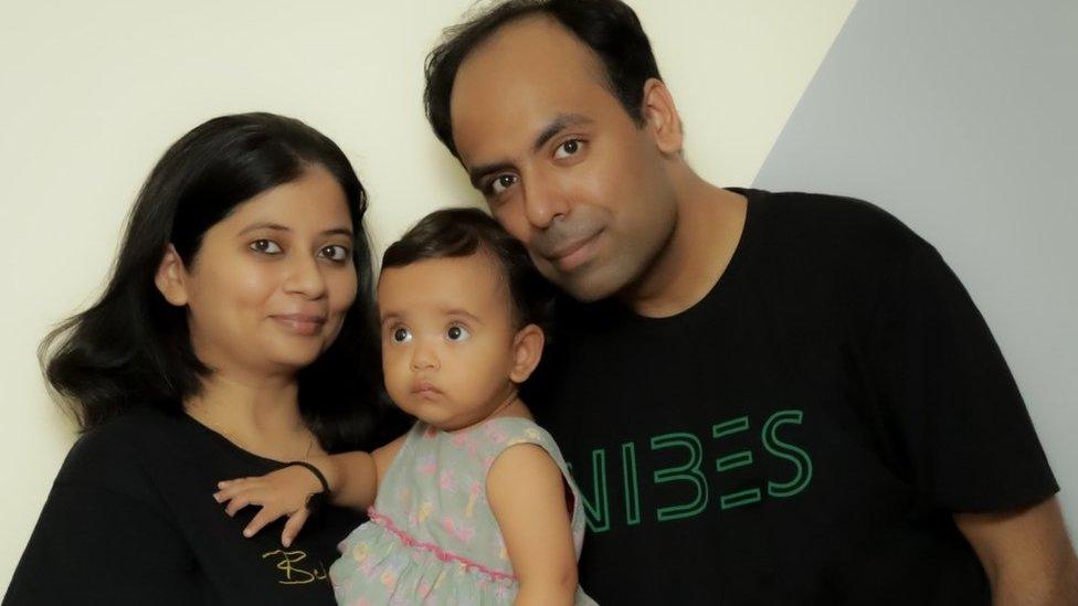 Himanshu Dhanda with his wife and daughter