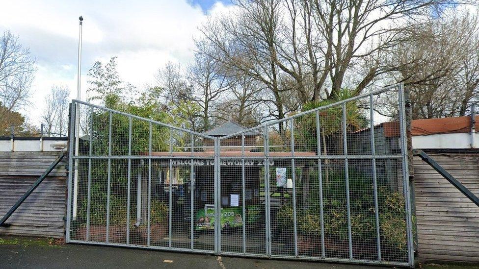 Newquay Zoo front entrance with the gates closed