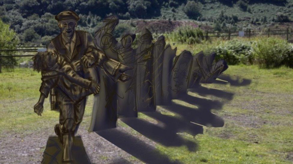 Artist impression of the proposed Llanerch colliery disaster memorial