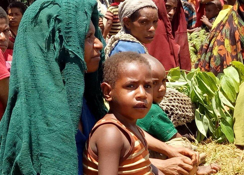 Displaced people at a camp in Huiya village, PNG (5 March 2018)