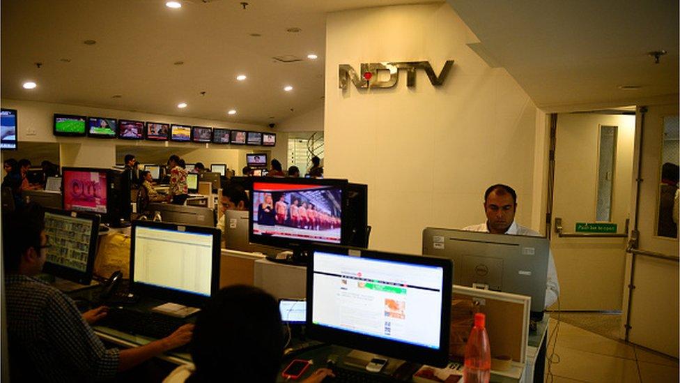 Office of New Delhi Television (NDTV) on March 14, 2014 in New Delhi, India.