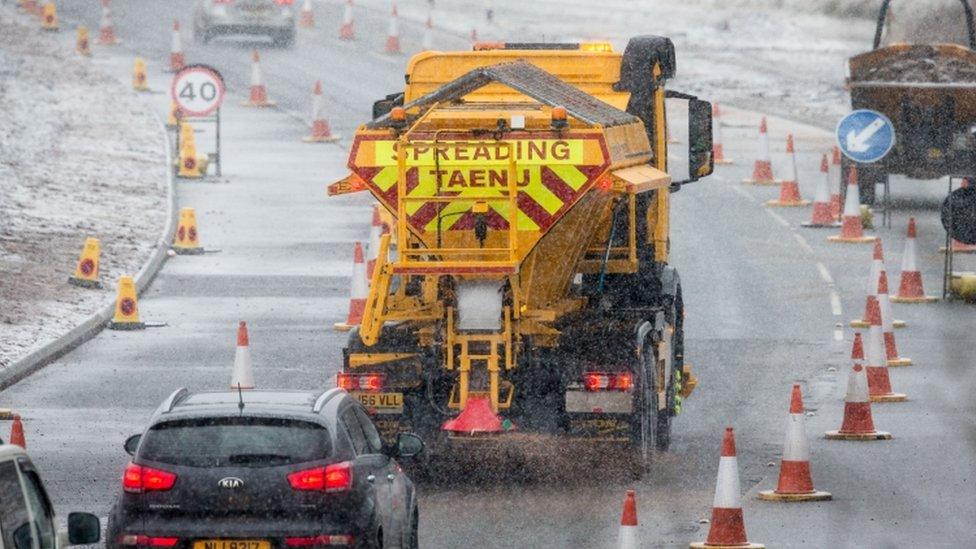 A gritter in the snow