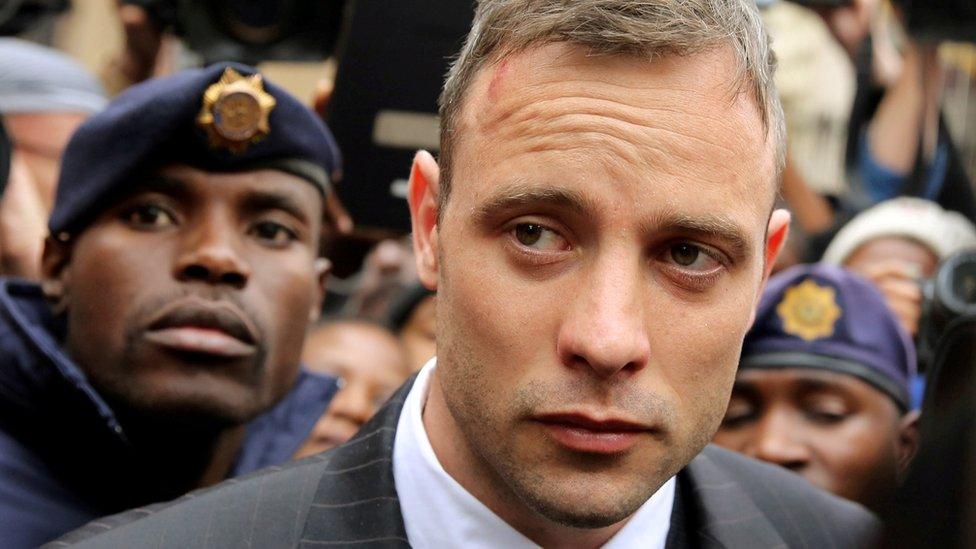 Oscar Pistorius leaves court in 2016