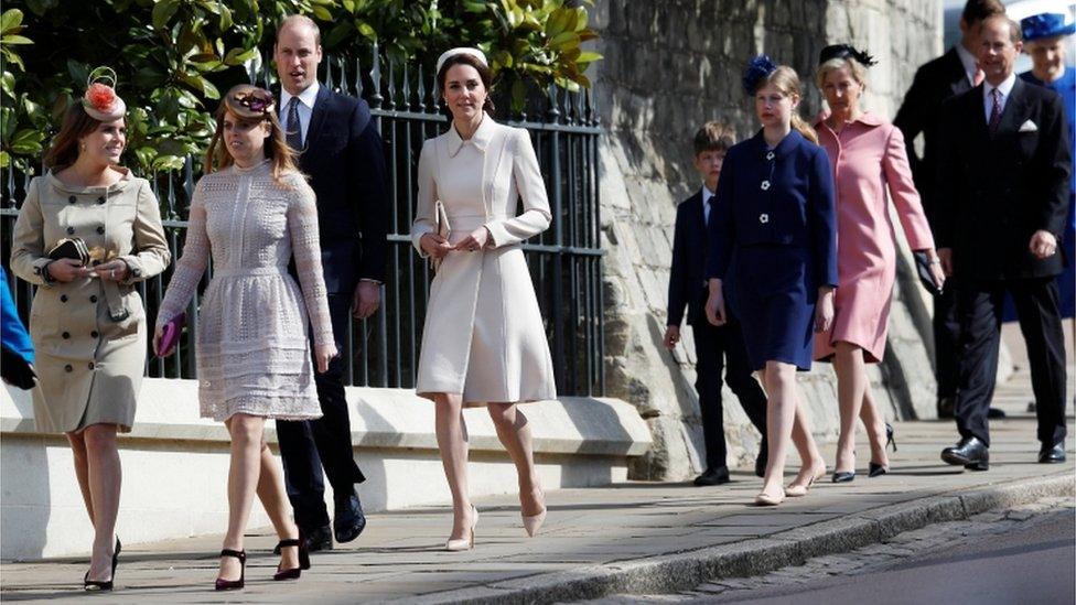 Princesses Beatrice and Eugenie, Prince William and Catherine, the Duchess of Cambridge