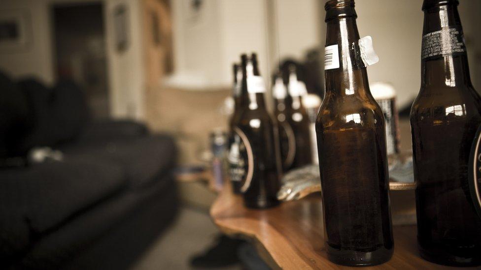 Empty beer bottles