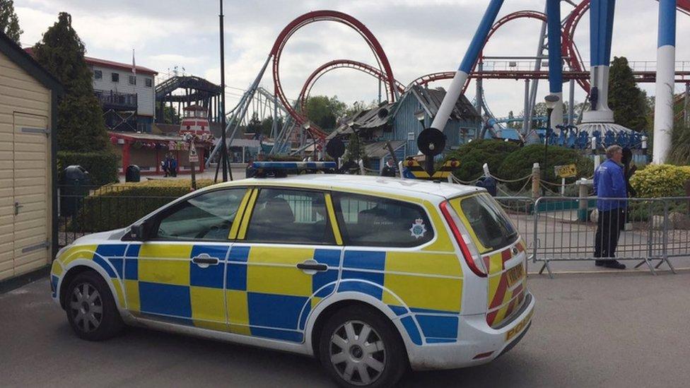 A police car at the scene