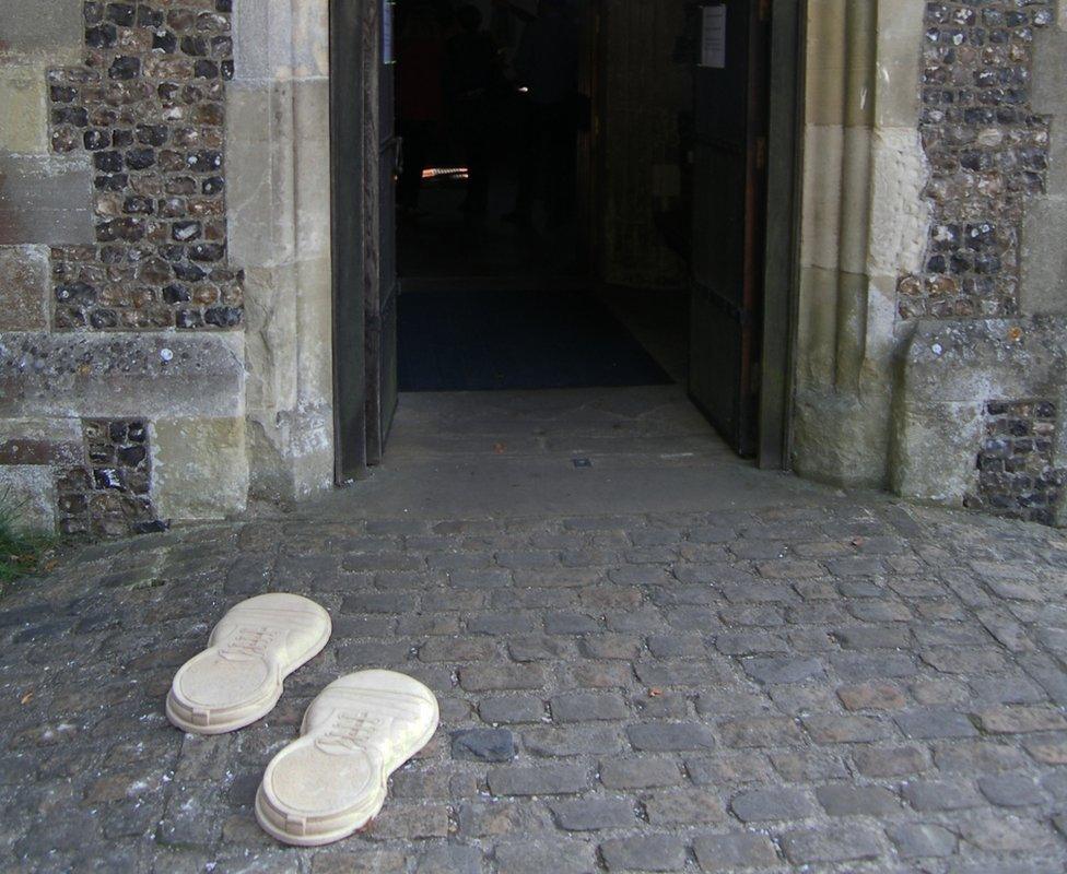 Feet outside the Roald Dahl service