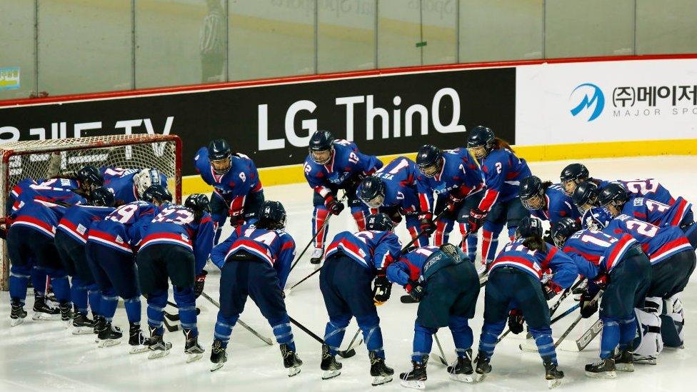 Joint Korean hockey players