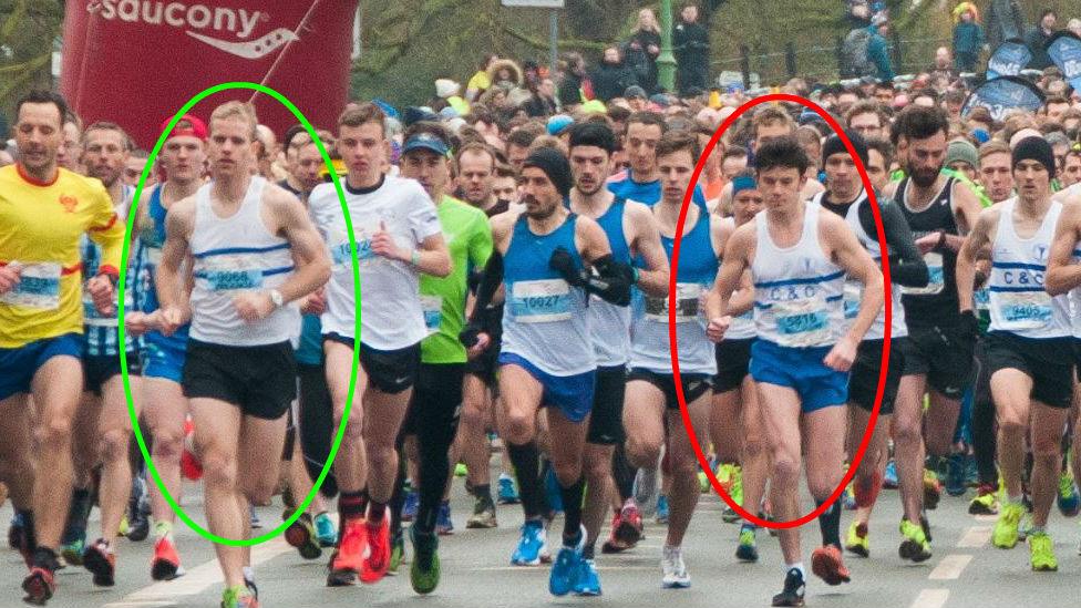 Runners at start of Cambridge half marathon