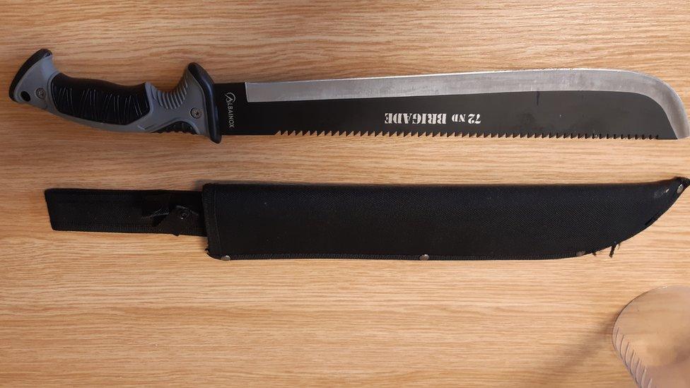 A machete seized by police