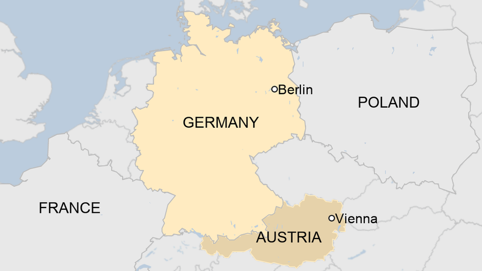 Political map of Germany and Austria